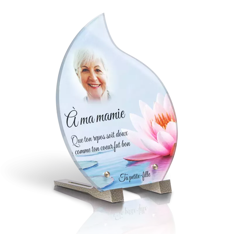Plaque funéraire Goutte Lotus et Nénuphar