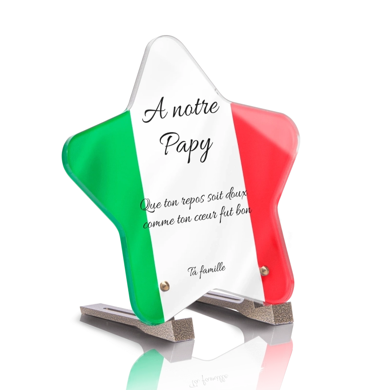 Plaque Funéraire Etoile Drapeau Italie Plaque Funéraire Etoile Drapeau Italie