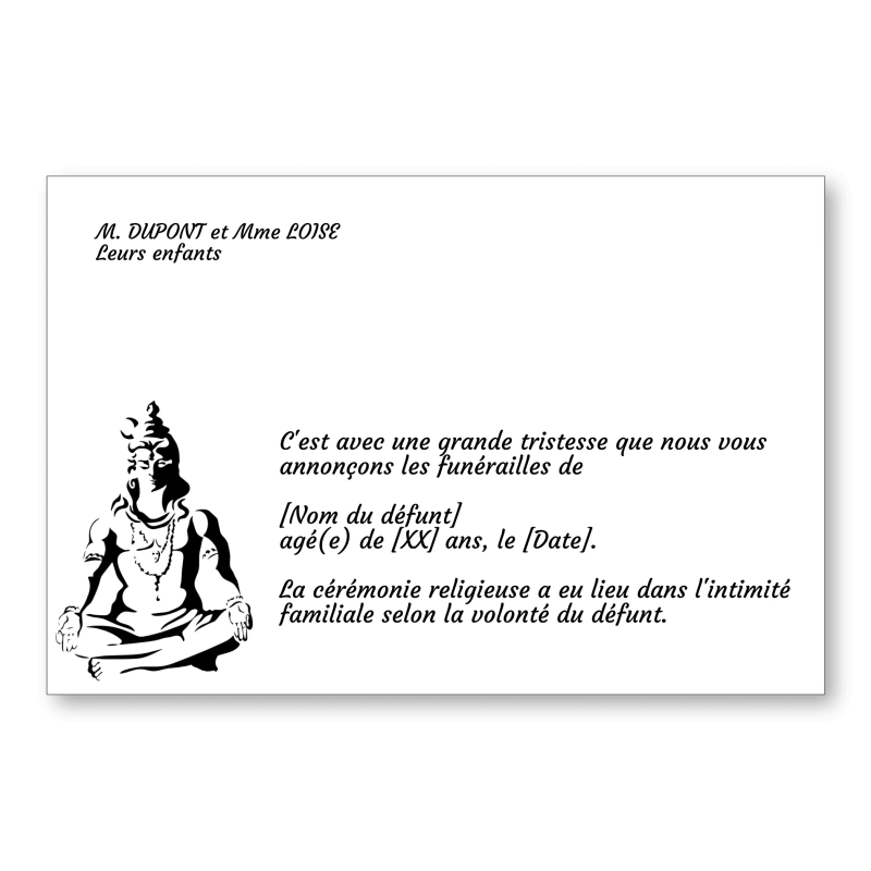 Faire Part de Décès Religion Hindouisme Shiva Faire Part de Décès Religion Hindouisme Shiva