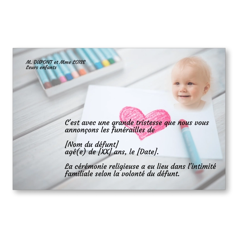 Faire part de Décès Crayons Faire part de Décès Crayons