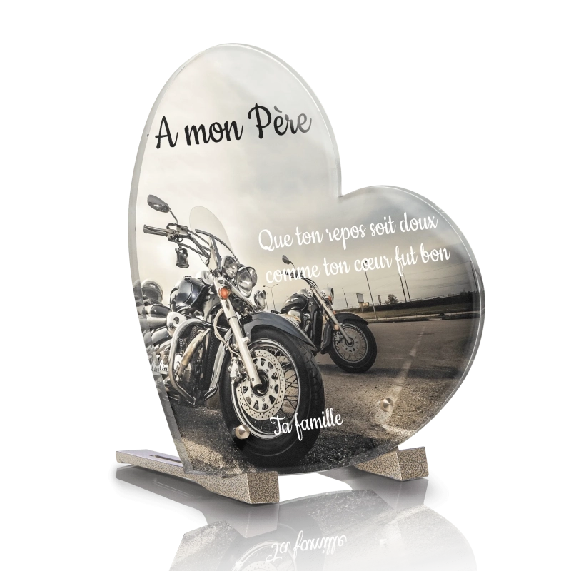 Plaque Funéraire Coeur Moto 4