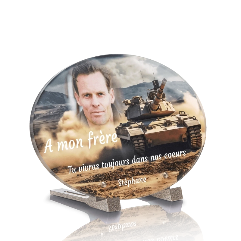 Plaque Funéraire Ovale Char Tank