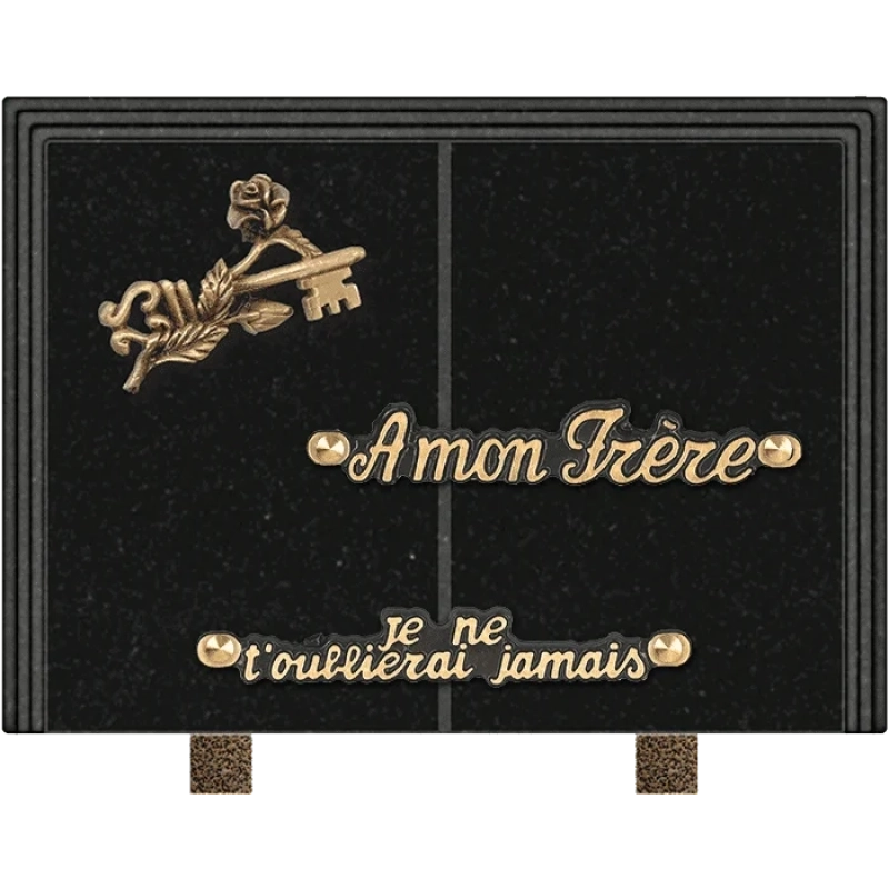Plaque funéraire granit Livre Rose Clé 25x18cm (moyen) Plaque funéraire granit Livre Rose Clé 25x18cm (moyen)