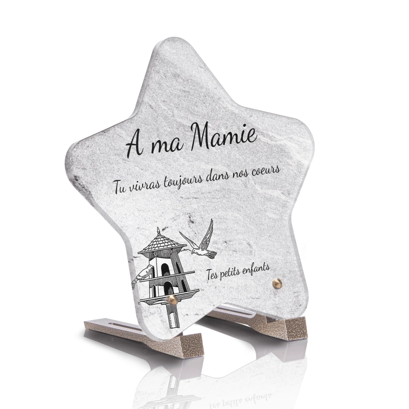 Plaque Funéraire Etoile Oiseaux Monochrome Plaque Funéraire Etoile Oiseaux Monochrome