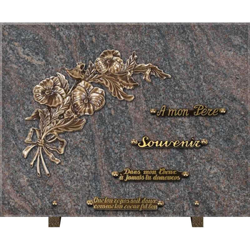 Plaque funéraire granit Bouquet 45x35cm (grand)
