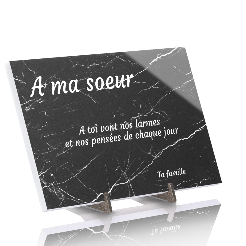 Plaque Funéraire Effet Marbre noir en Pierre Acrylate Plaque Funéraire Effet Marbre noir en Pierre Acrylate