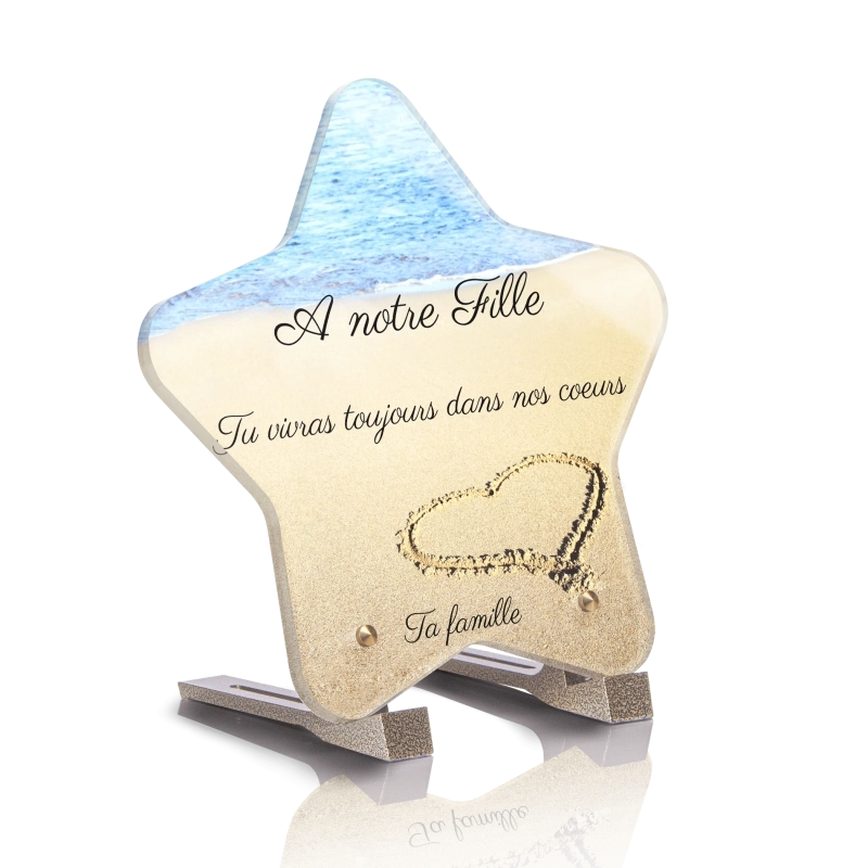 Plaque Funéraire Etoile Coeur Sable Plaque Funéraire Etoile Coeur Sable