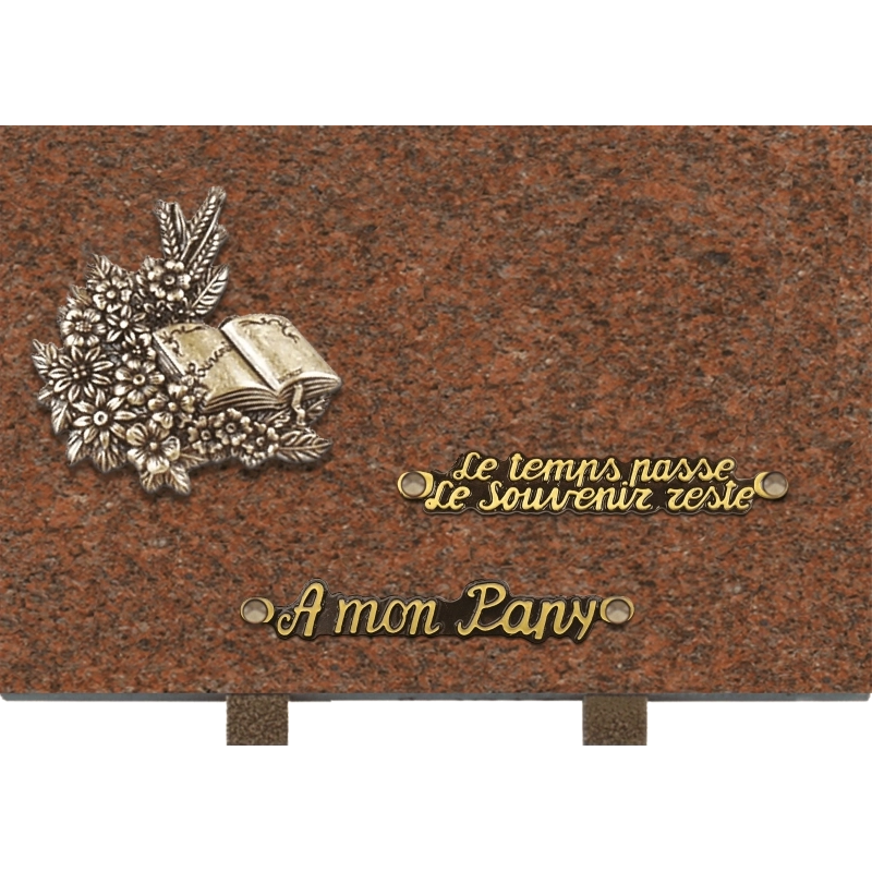 Plaque funéraire granit Fleurs Livre 30x20cm (Standard) Plaque funéraire granit Fleurs Livre 30x20cm (Standard)