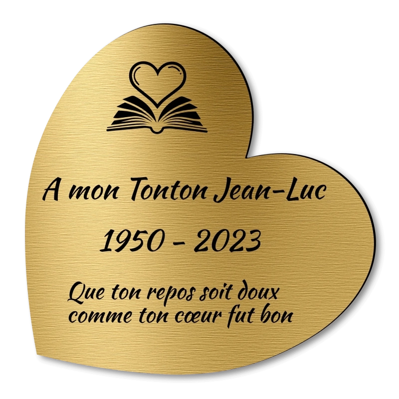 Plaque Funéraire Coeur Gravée Coeur Livre Plaque Funéraire Coeur Gravée Coeur Livre
