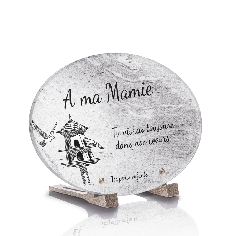 Plaque Funéraire Ovale Oiseaux Monochrome Plaque Funéraire Ovale Oiseaux Monochrome