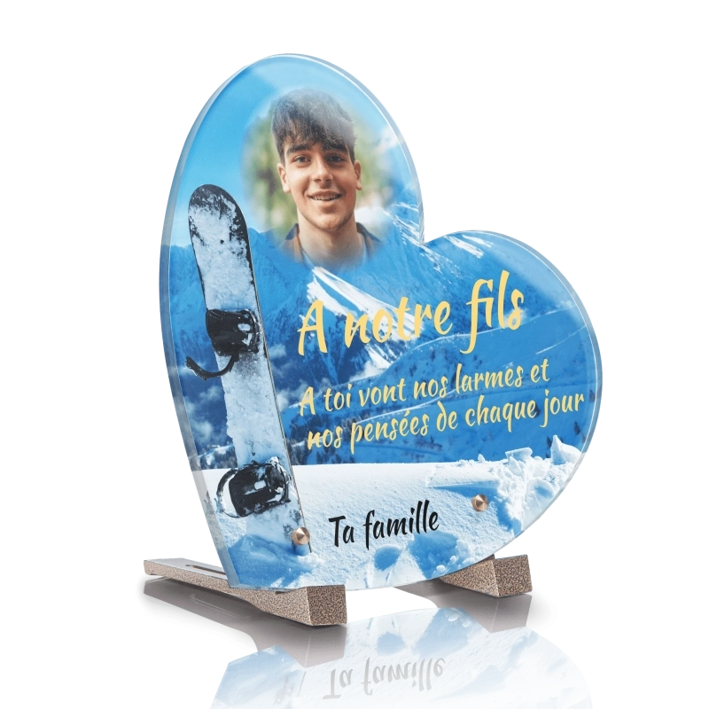 Plaque Funéraire Coeur Snowboard Plaque Funéraire Coeur Snowboard