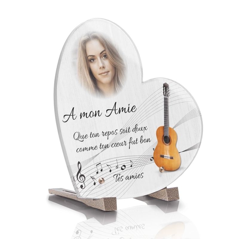 Plaque Funéraire Coeur Guitare