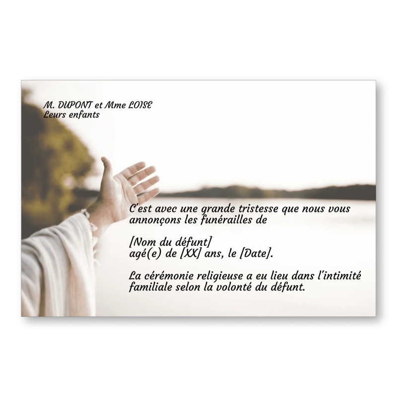 Faire part de Décès Religion Main Faire part de Décès Religion Main