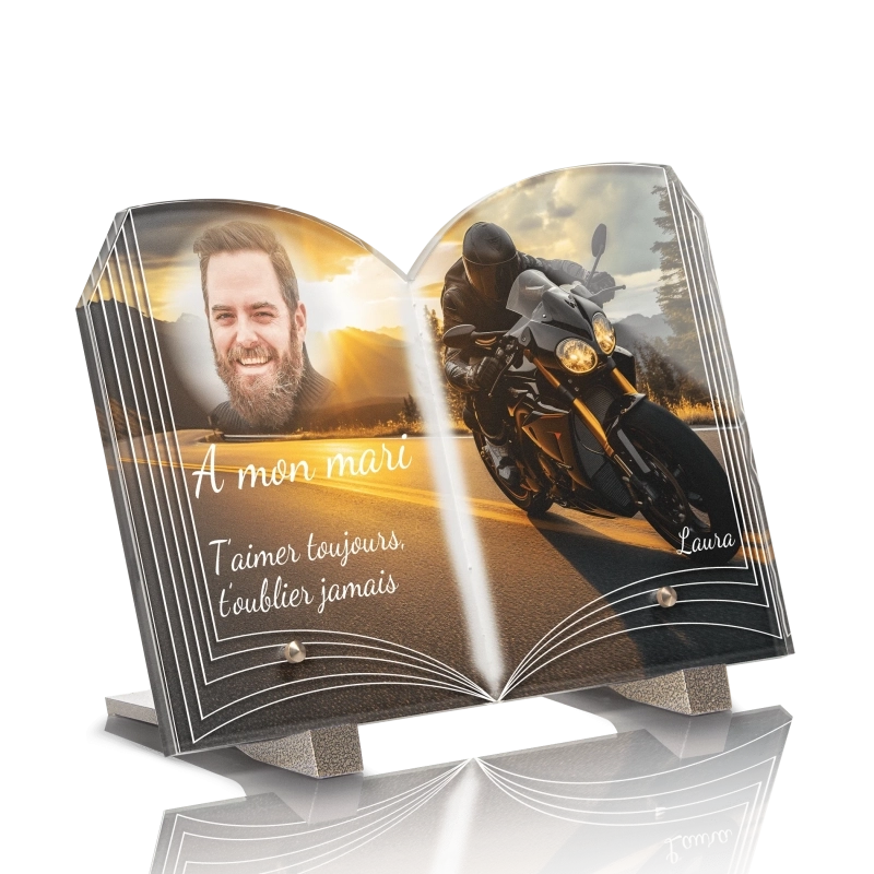 Plaque Funéraire Livre Moto Motard