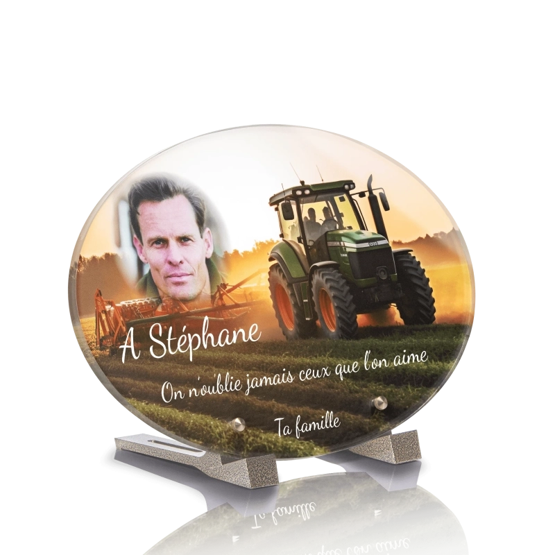 Plaque Funéraire Ovale Tracteur Agriculteur Plaque Funéraire Ovale Tracteur Agriculteur