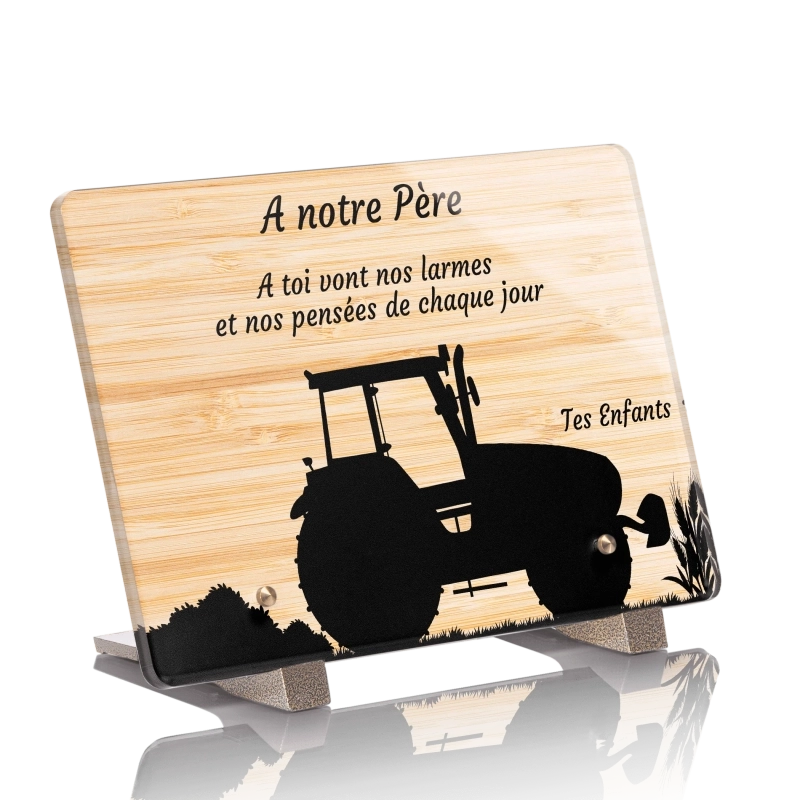 Plaque Funéraire Bois Bamboo Tracteur Plaque Funéraire Bois Bamboo Tracteur