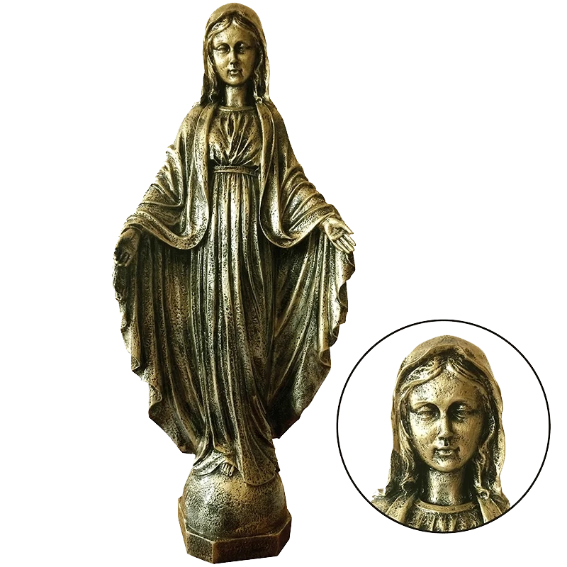 Ornement Funéraire Vierge Marie 60cm en Bronze Composite