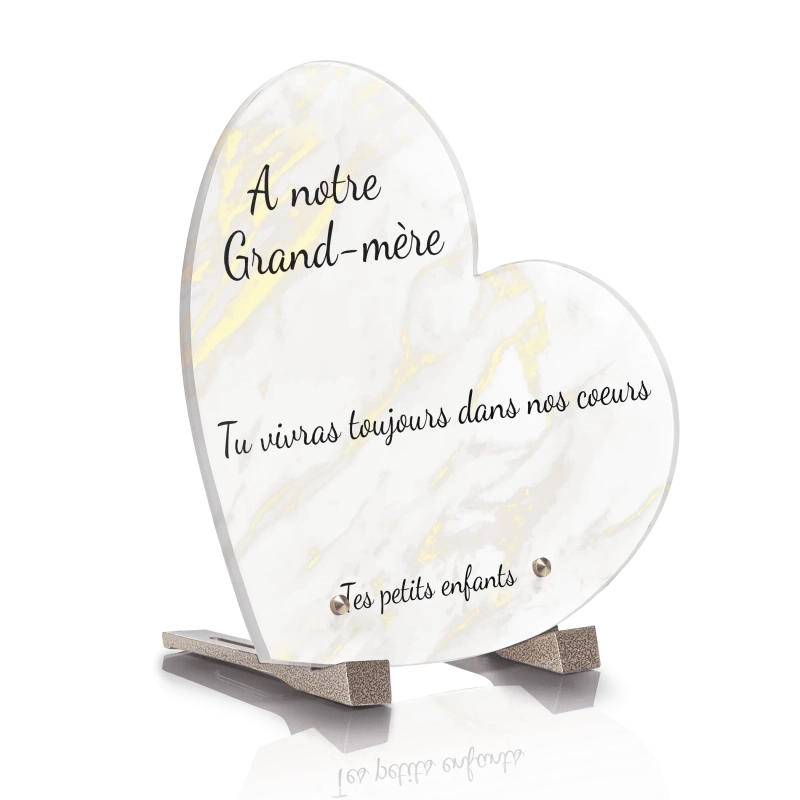 Plaque Funéraire Coeur Effet Marbre Doré Plaque Funéraire Coeur Effet Marbre Doré