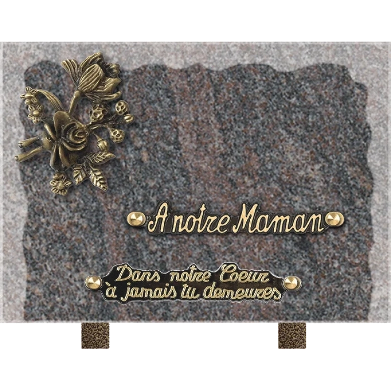 Plaque funéraire granit Fleurs 25x18cm (moyen)