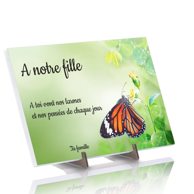Plaque Funéraire Papillon en Pierre Acrylate Plaque Funéraire Papillon en Pierre Acrylate