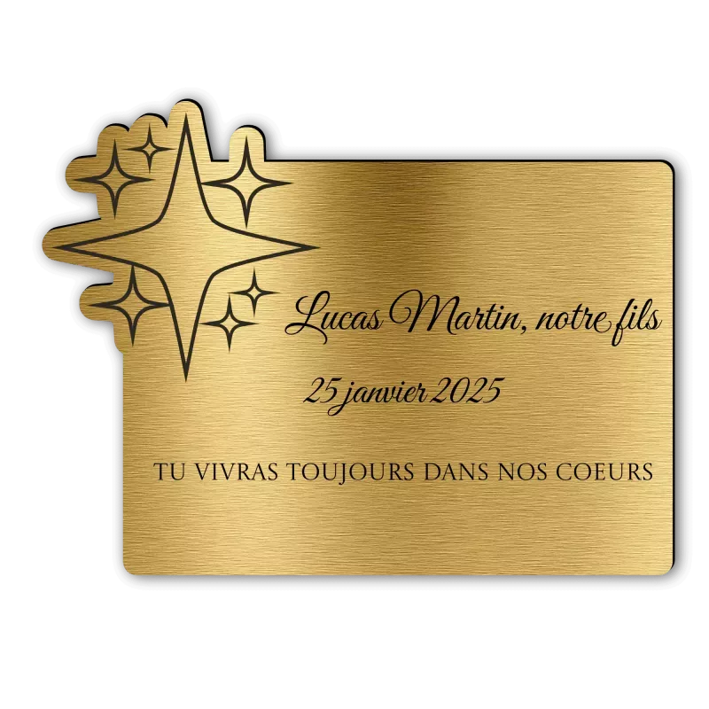 Plaque Funéraire Gravée Forme Etoile Plaque Funéraire Gravée Forme Etoile