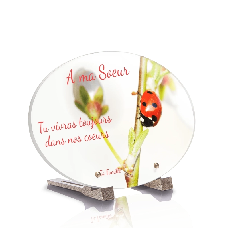 Plaque Funéraire Ovale Coccinelle Plaque Funéraire Ovale Coccinelle