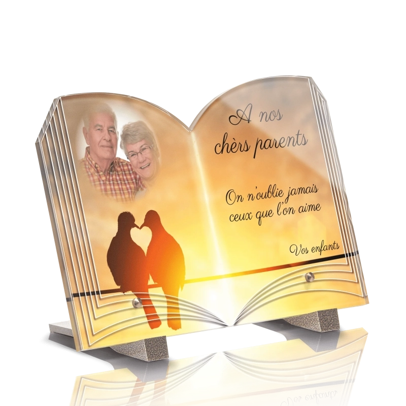 Plaque Funéraire Livre Oiseaux Colombes Amour Plaque Funéraire Livre Oiseaux Colombes Amour