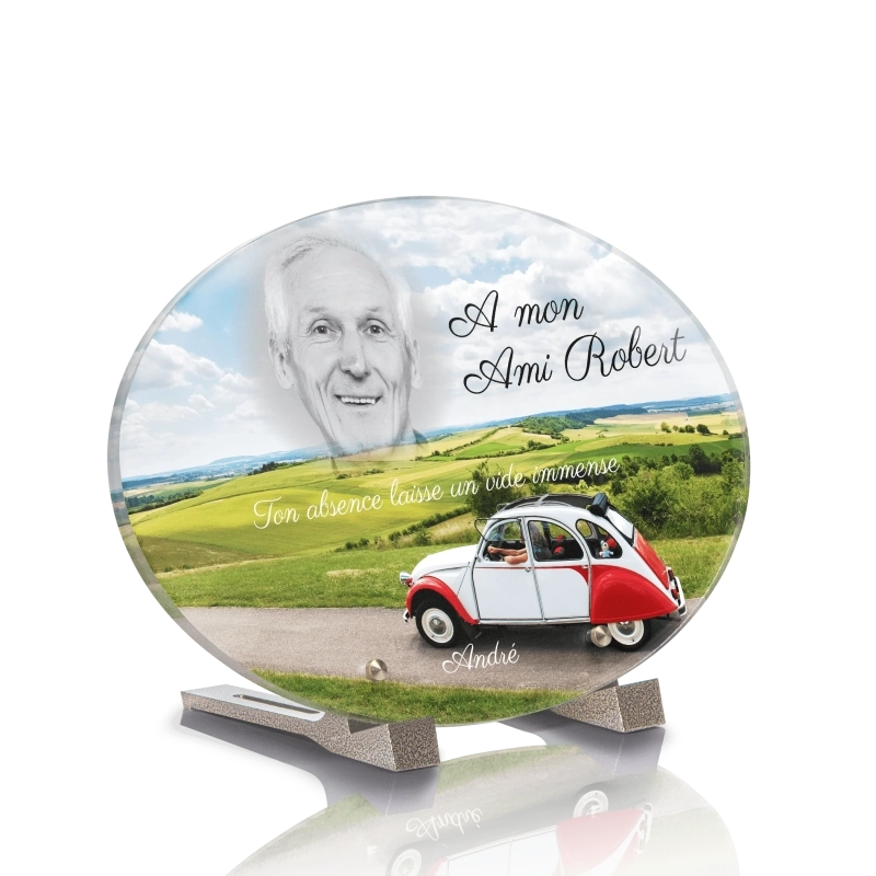 Plaque Funéraire Ovale Voiture Ancienne 2CV Plaque Funéraire Ovale Voiture Ancienne 2CV