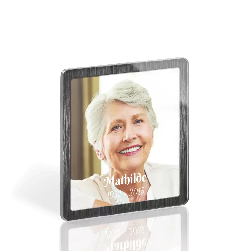 Médaillon Funéraire Carré Cadre Noir