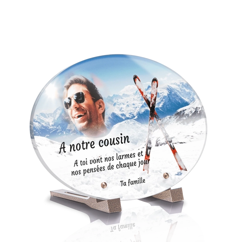 Plaque Funéraire Ovale Ski