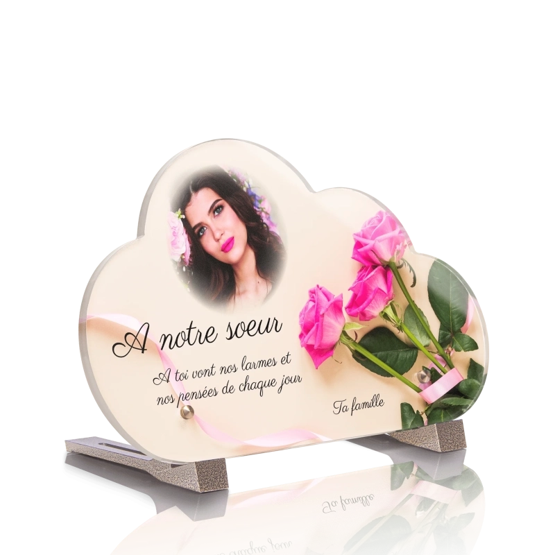 Plaque Funéraire Nuage Rose Ruban Plaque Funéraire Nuage Rose Ruban