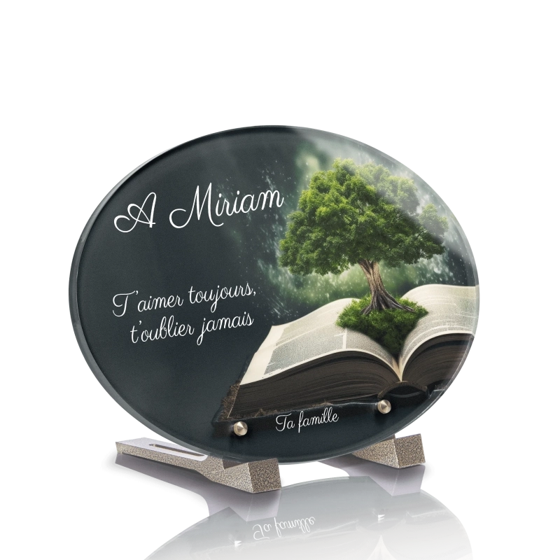 Plaque Funéraire Ovale Livre Bonsai