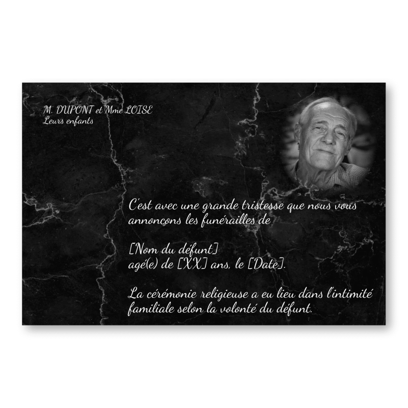 Faire part de Décès Marbre Noir Faire part de Décès Marbre Noir