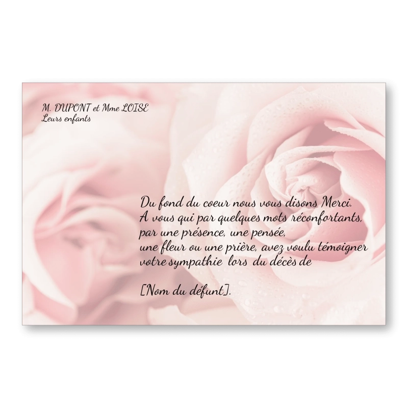 Carte de Remerciement Décès Roses Amour Carte de Remerciement Décès Roses Amour