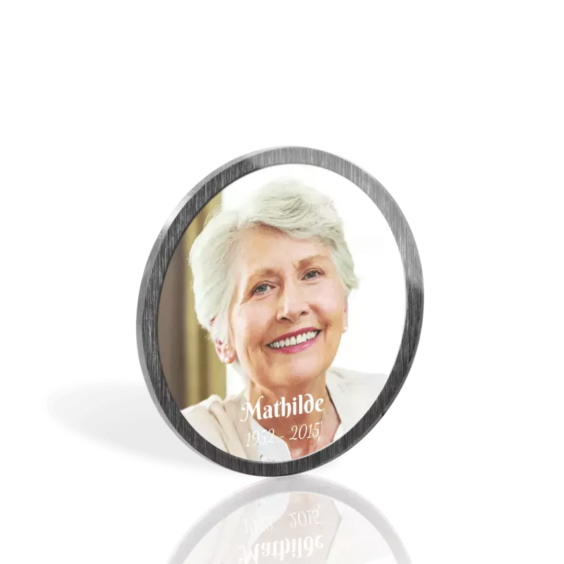 Médaillon Funéraire Rond Cadre Noir