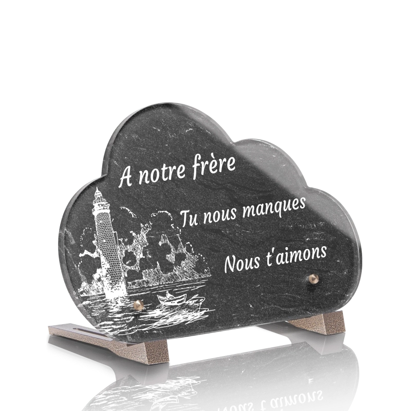 Plaque Funéraire Nuage Phare Barque Monochrome