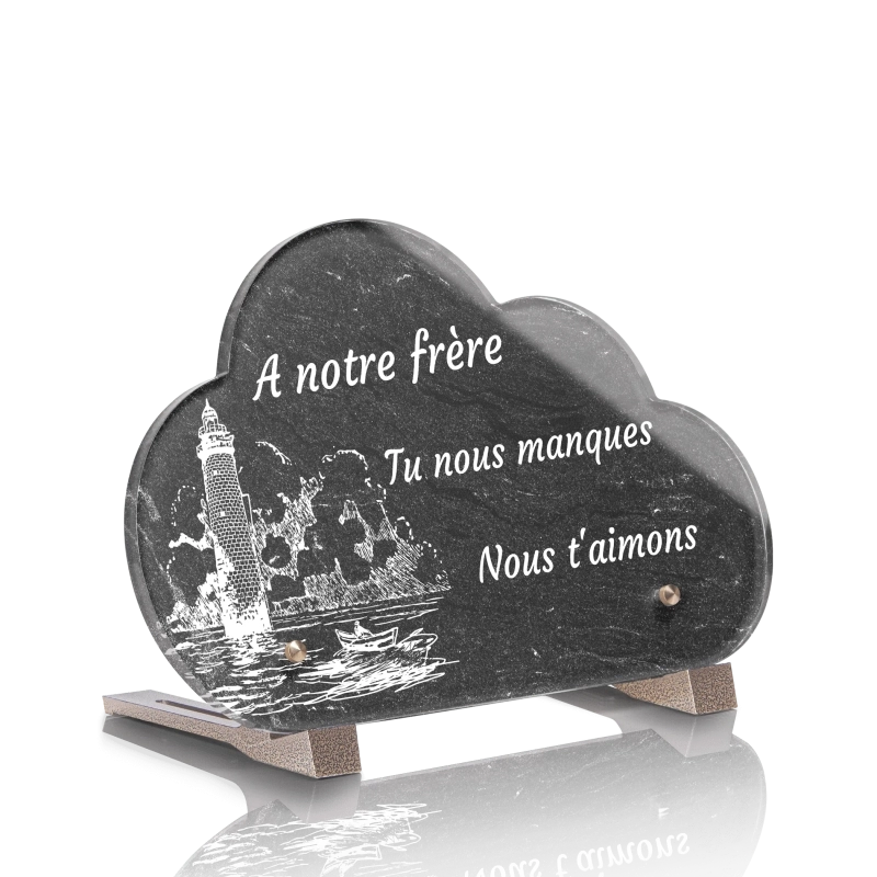 Plaque Funéraire Nuage Phare Barque Monochrome Plaque Funéraire Nuage Phare Barque Monochrome