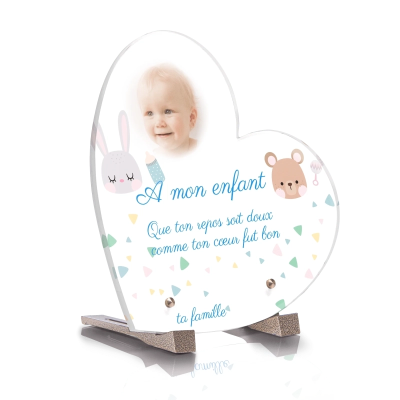 Plaque Funéraire Coeur Bébé Ours