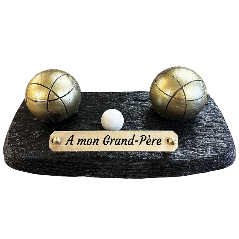 Plaque Funéraire Pétanque en Schiste Acrylate Plaque Funéraire Pétanque en Schiste Acrylate