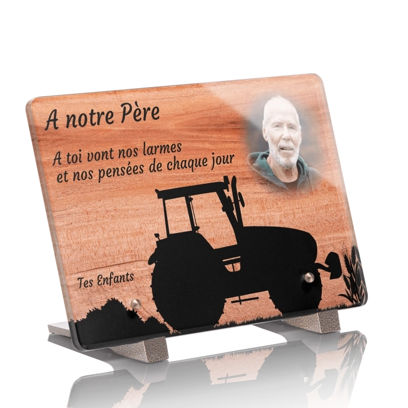 Plaque Funéraire Bois Poirier Tracteur Plaque Funéraire Bois Poirier Tracteur