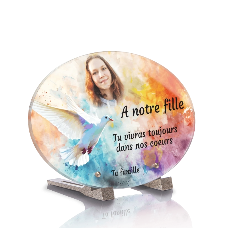 Plaque Funéraire Ovale Oiseaux Colombe Aquarelle Plaque Funéraire Ovale Oiseaux Colombe Aquarelle