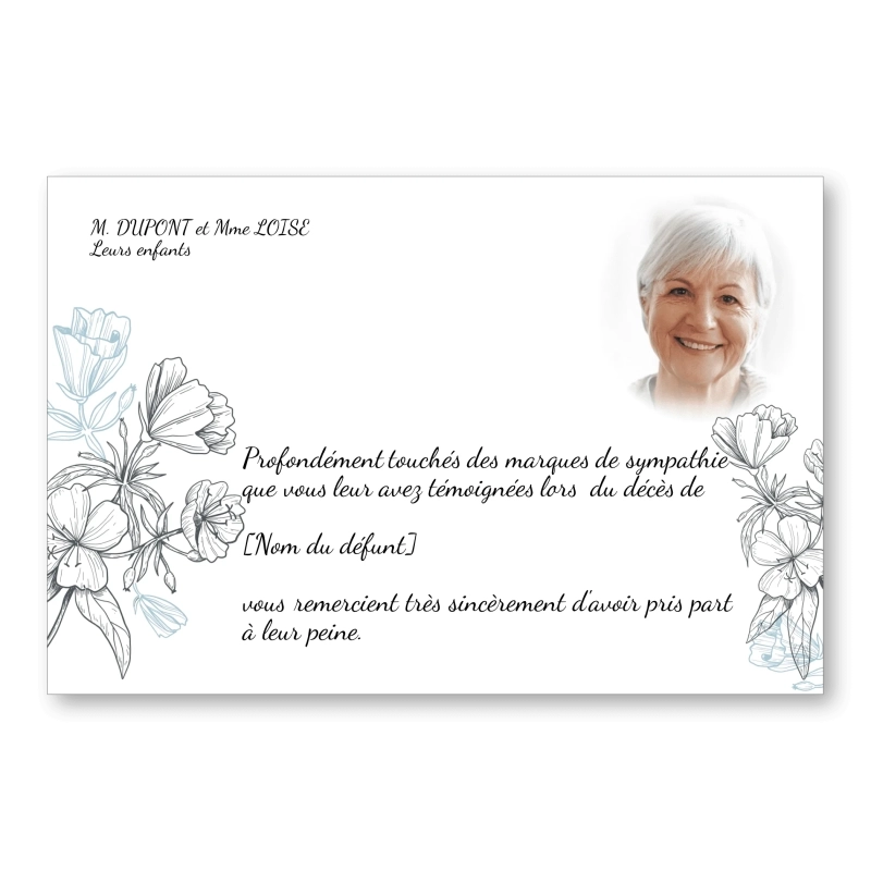 Carte de Remerciement Décès Fleurs Dessin Carte de Remerciement Décès Fleurs Dessin