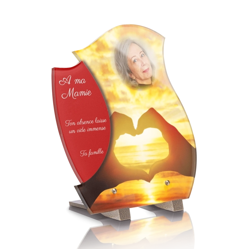 Plaque Funéraire Design Coeur Couché de Soleil Plaque Funéraire Design Coeur Couché de Soleil