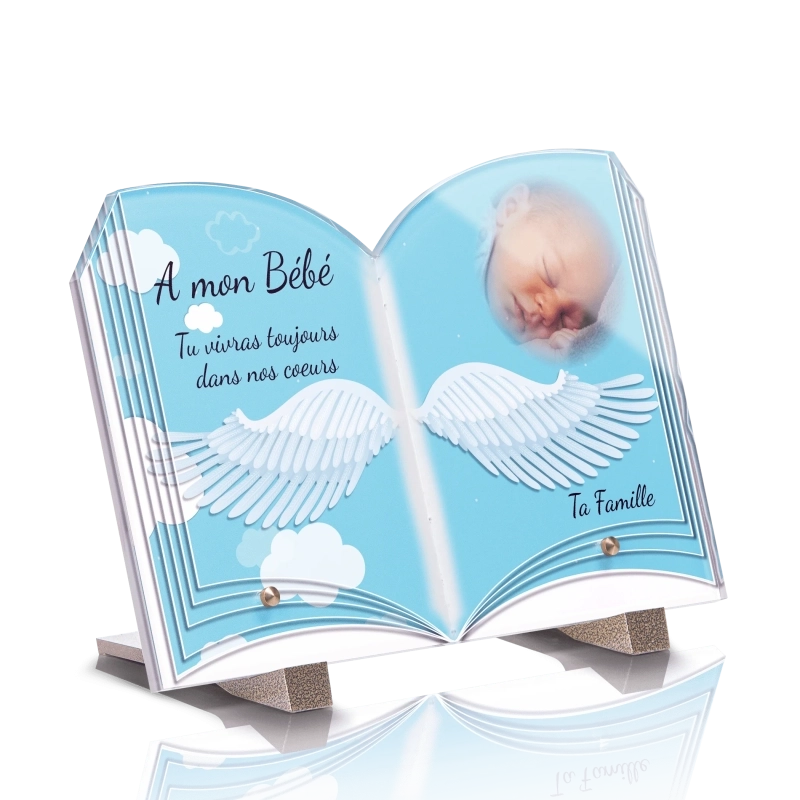 Plaque Tombale Bébé avec ailes Livre