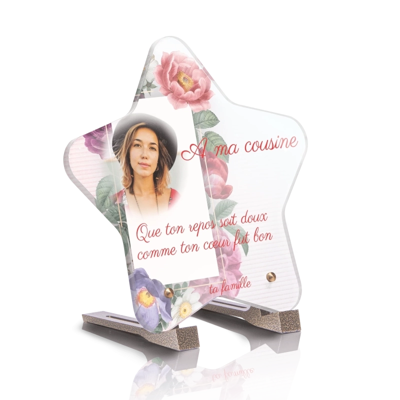 Plaque Funéraire Etoile Cadre Fleurs Roses Plaque Funéraire Etoile Cadre Fleurs Roses