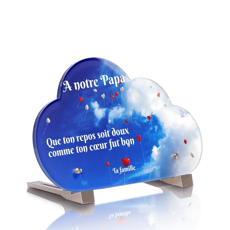 Plaque Funéraire Nuage Coeurs Ballon