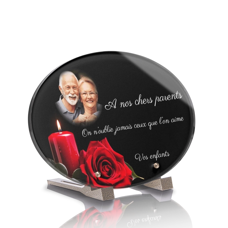 Plaque Funéraire Ovale Rose Bougie Plaque Funéraire Ovale Rose Bougie