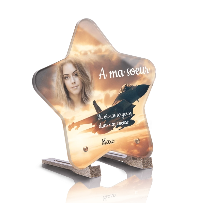 Plaque Funéraire Etoile Pilote Avion de Chasse Plaque Funéraire Etoile Pilote Avion de Chasse