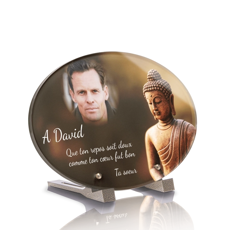 Plaque Funéraire Ovale Zen Bouddha 2
