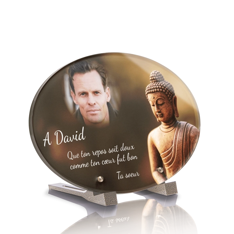 Plaque Funéraire Ovale Zen Bouddha 2 Plaque Funéraire Ovale Zen Bouddha 2